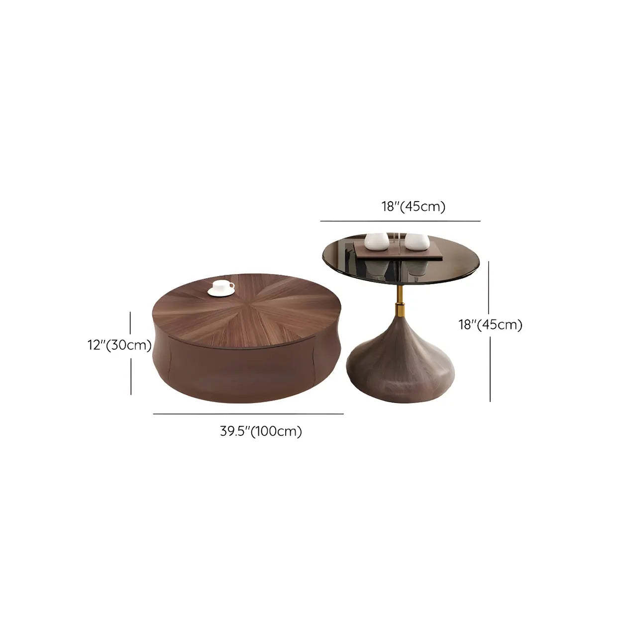 Brown Wood Texture Round Storage Coffee Table