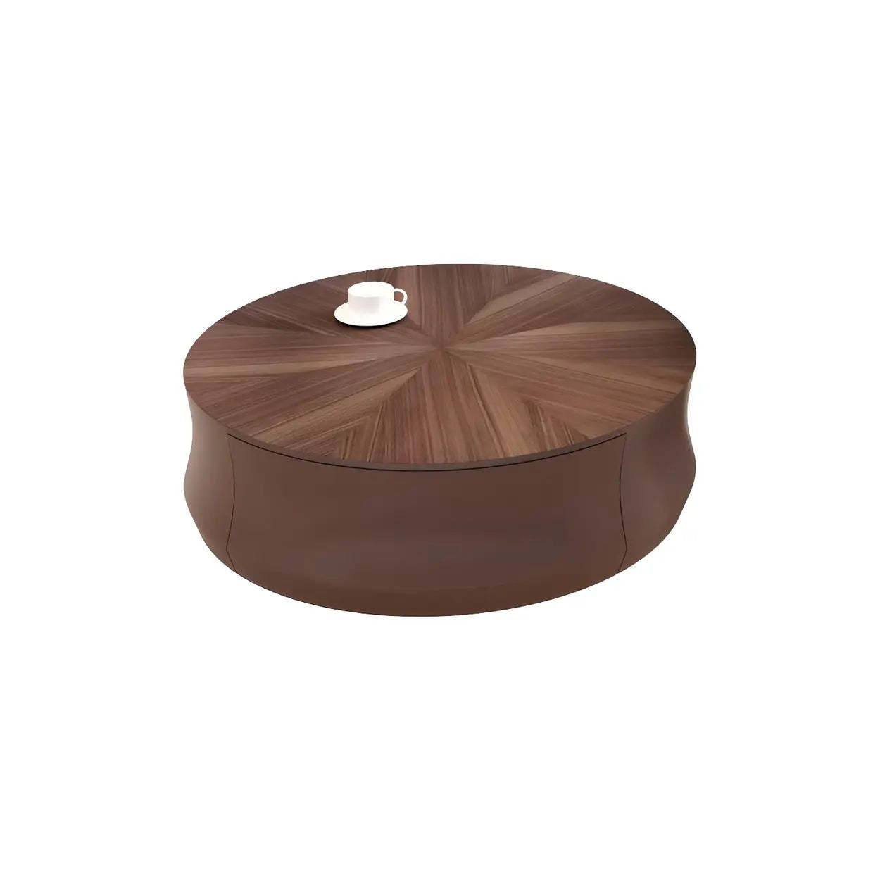 Brown Wood Texture Round Storage Coffee Table