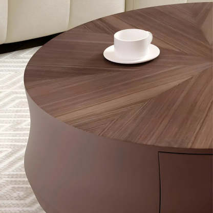 Brown Wood Texture Round Storage Coffee Table