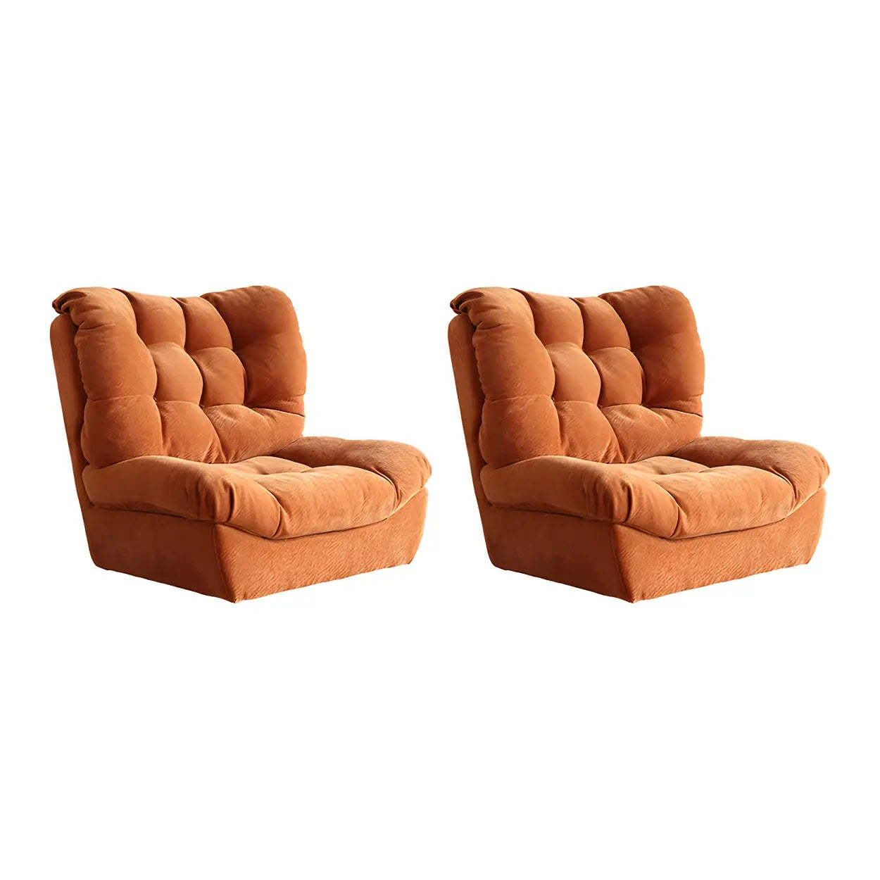 Brown Yellow Tufted Back Armless Wood Side Chair — Navy / 2 Piece Set