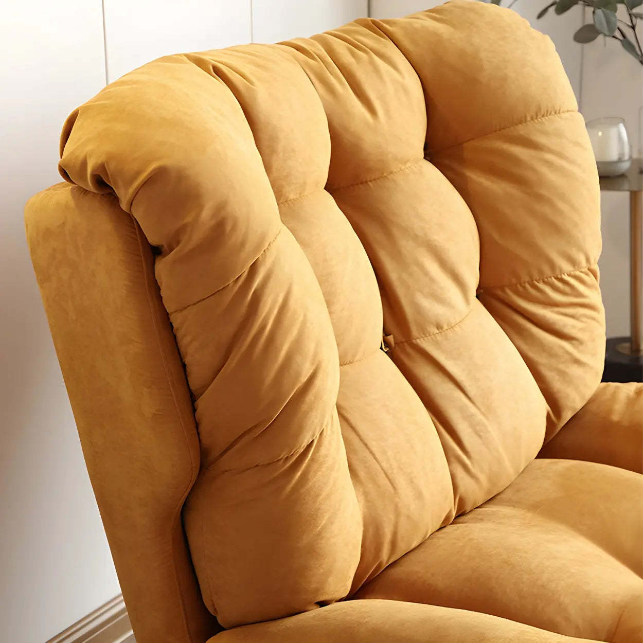 Brown Yellow Tufted Back Armless Wood Side Chair — Blackish Green / 1 Piece
