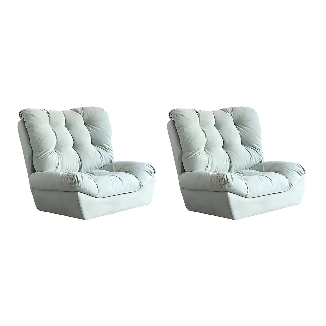 Brown Yellow Tufted Back Armless Wood Side Chair — Blackish Green / 2 Piece Set