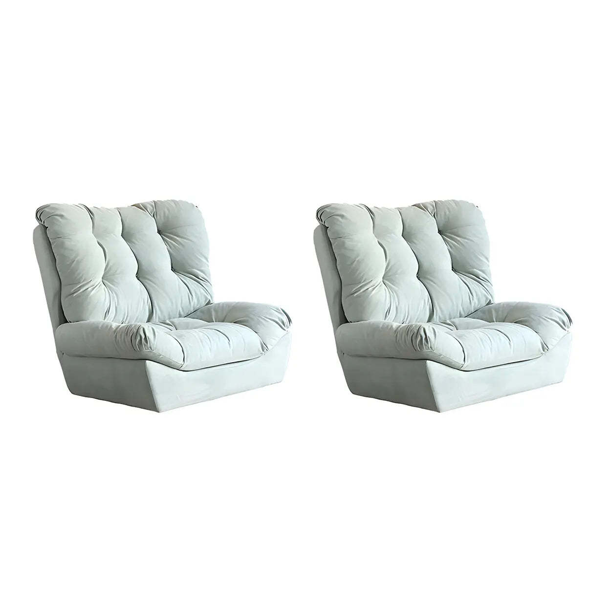 Brown Yellow Tufted Back Armless Wood Side Chair — Blackish Green / 2 Piece Set