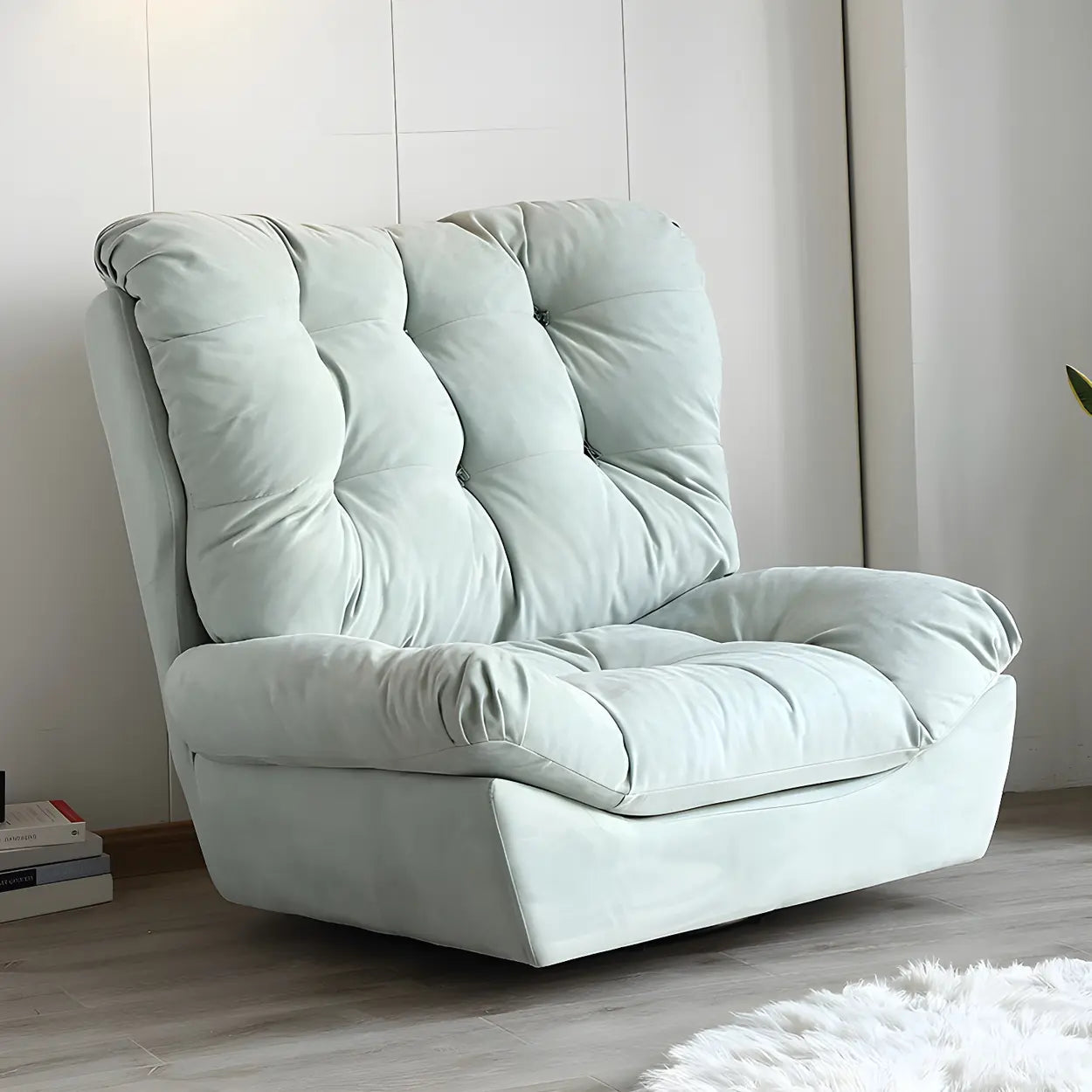 Brown Yellow Tufted Back Armless Wood Side Chair