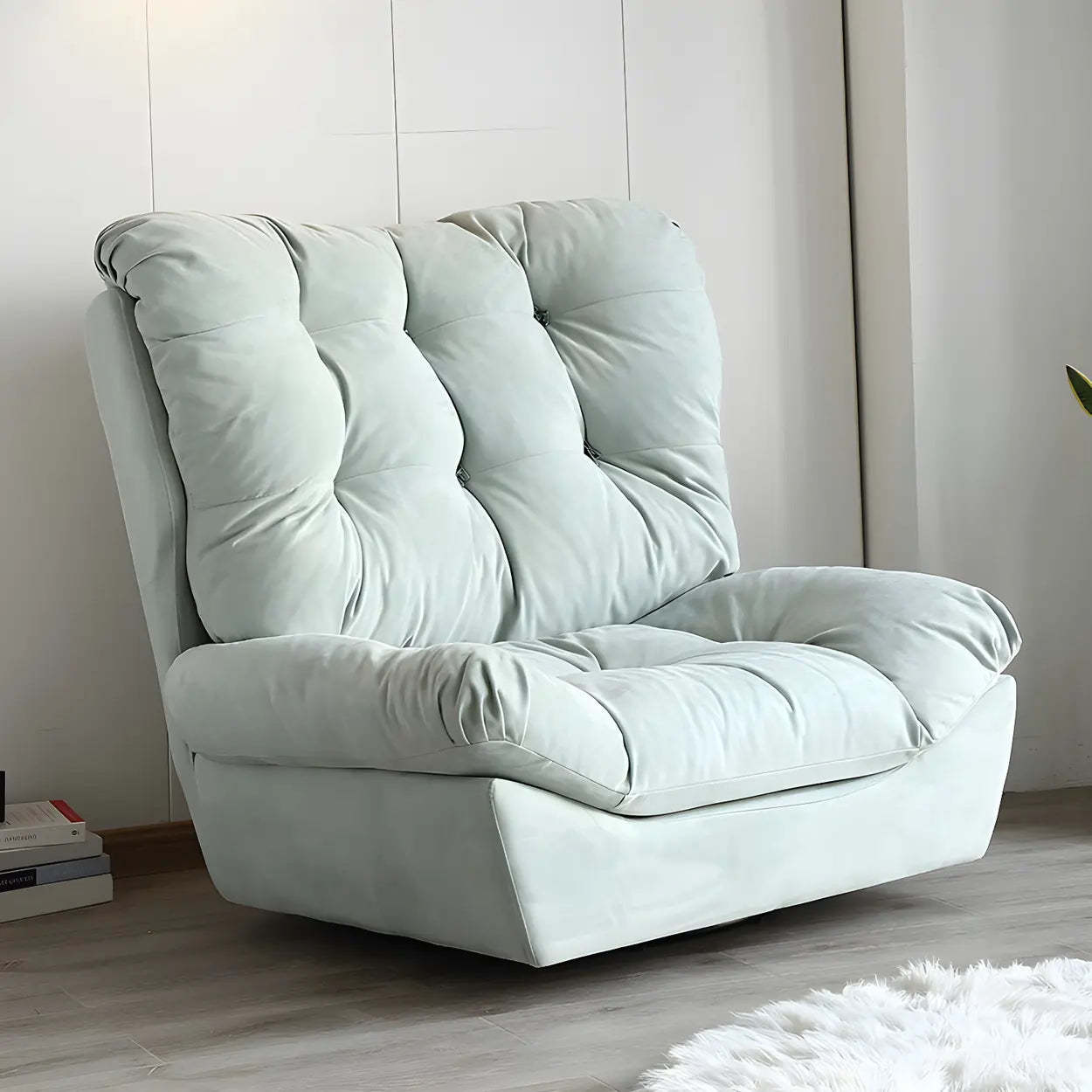 Brown Yellow Tufted Back Armless Wood Side Chair