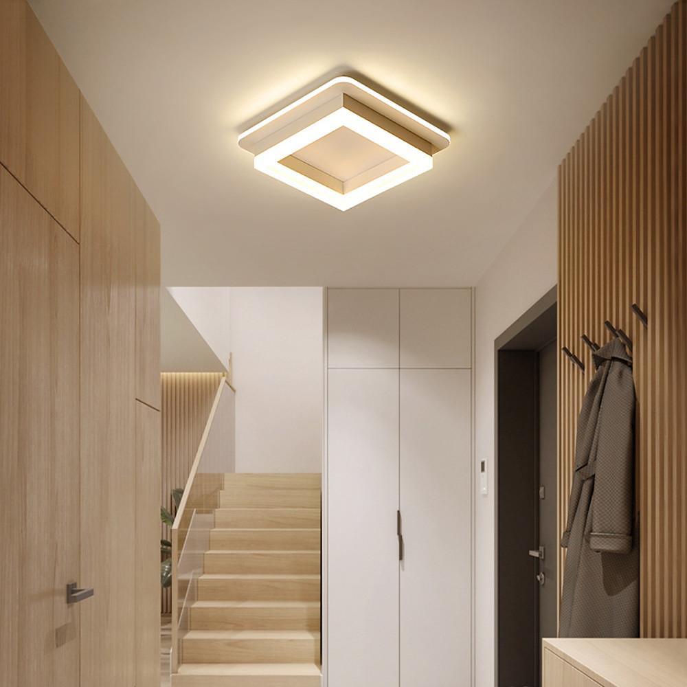 Modern square flush mount lighting in metal — Cool White (6000K) / White / Set of 2