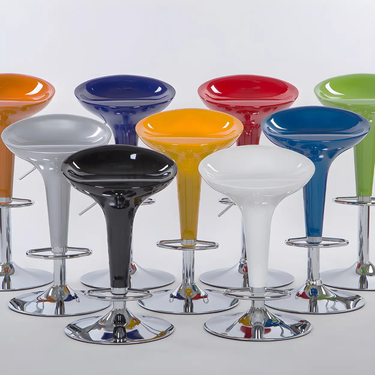 Adjustable Swivel Pedestal Bar Stool with Chrome Base