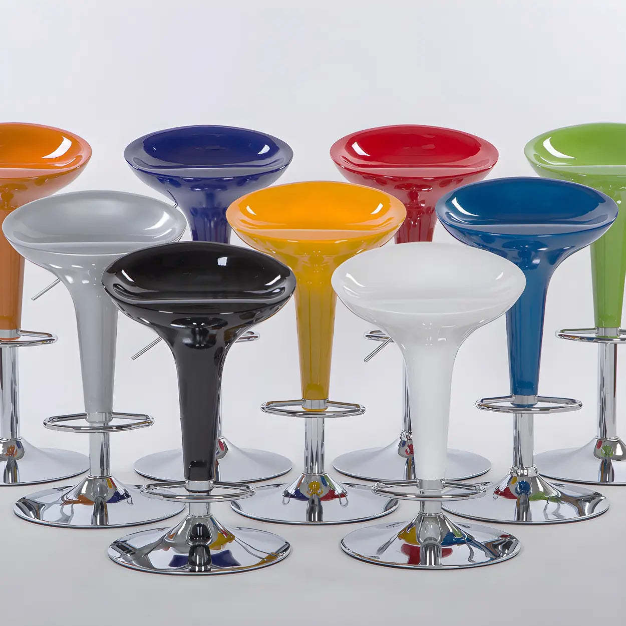 Adjustable Swivel Pedestal Bar Stool with Chrome Base