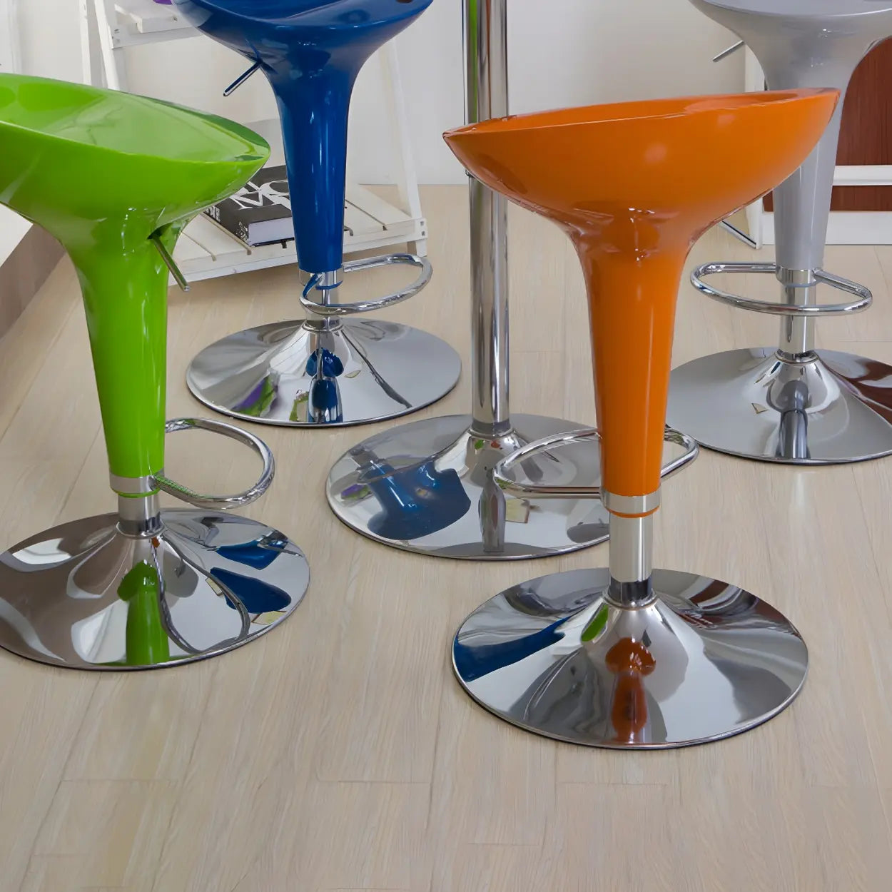 Adjustable Swivel Pedestal Bar Stool with Chrome Base