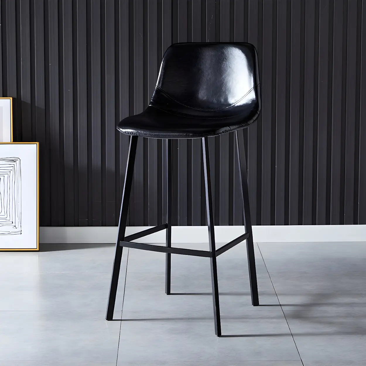 Leather Bucket Iron Bar Stool
