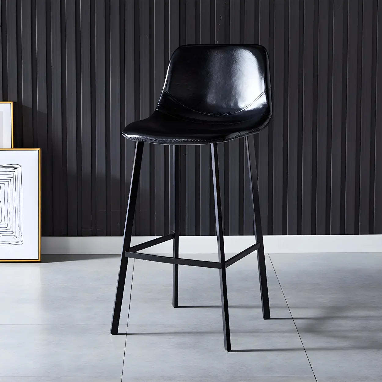 Leather Bucket Iron Bar Stool