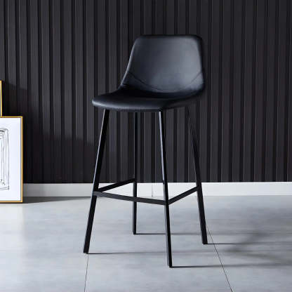 Leather Bucket Iron Bar Stool — 1 Piece / Blue