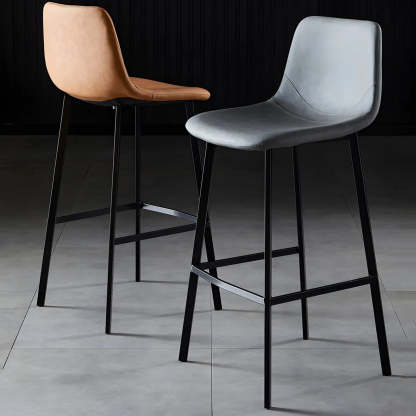 Leather Bucket Iron Bar Stool