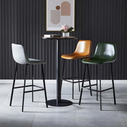 Leather Bucket Iron Bar Stool