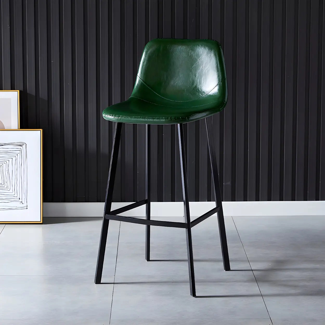 Leather Bucket Iron Bar Stool
