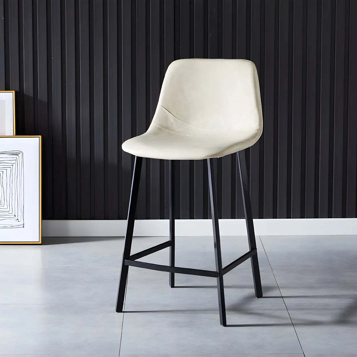 Leather Bucket Iron Bar Stool