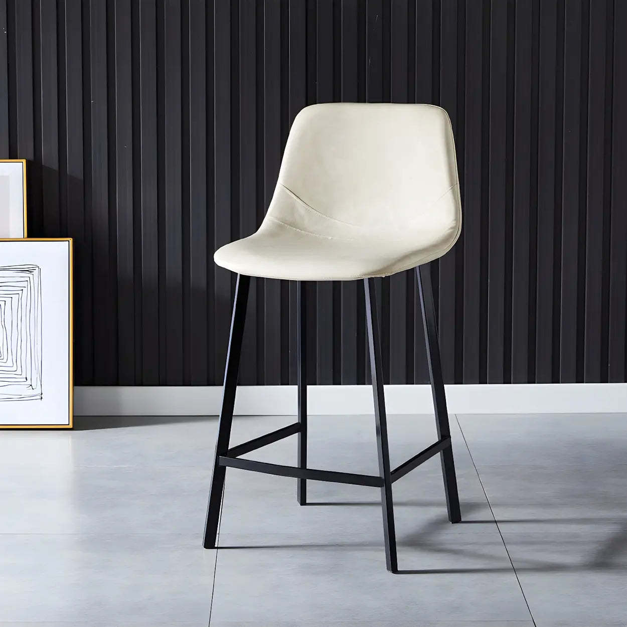 Leather Bucket Iron Bar Stool