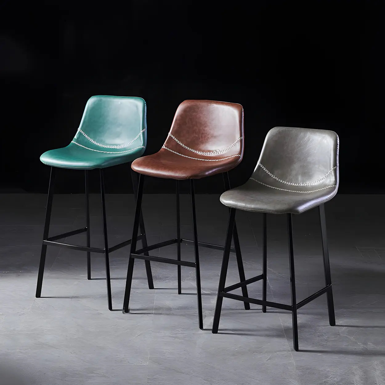Leather Bucket Iron Bar Stool