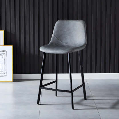 Leather Bucket Iron Bar Stool