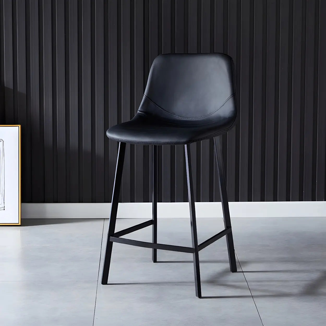 Leather Bucket Iron Bar Stool