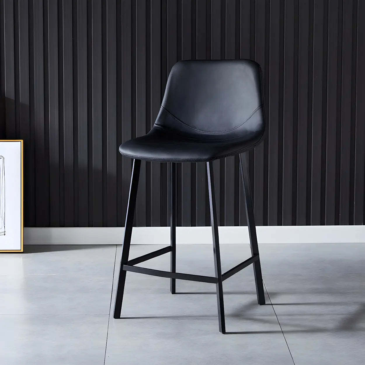 Leather Bucket Iron Bar Stool