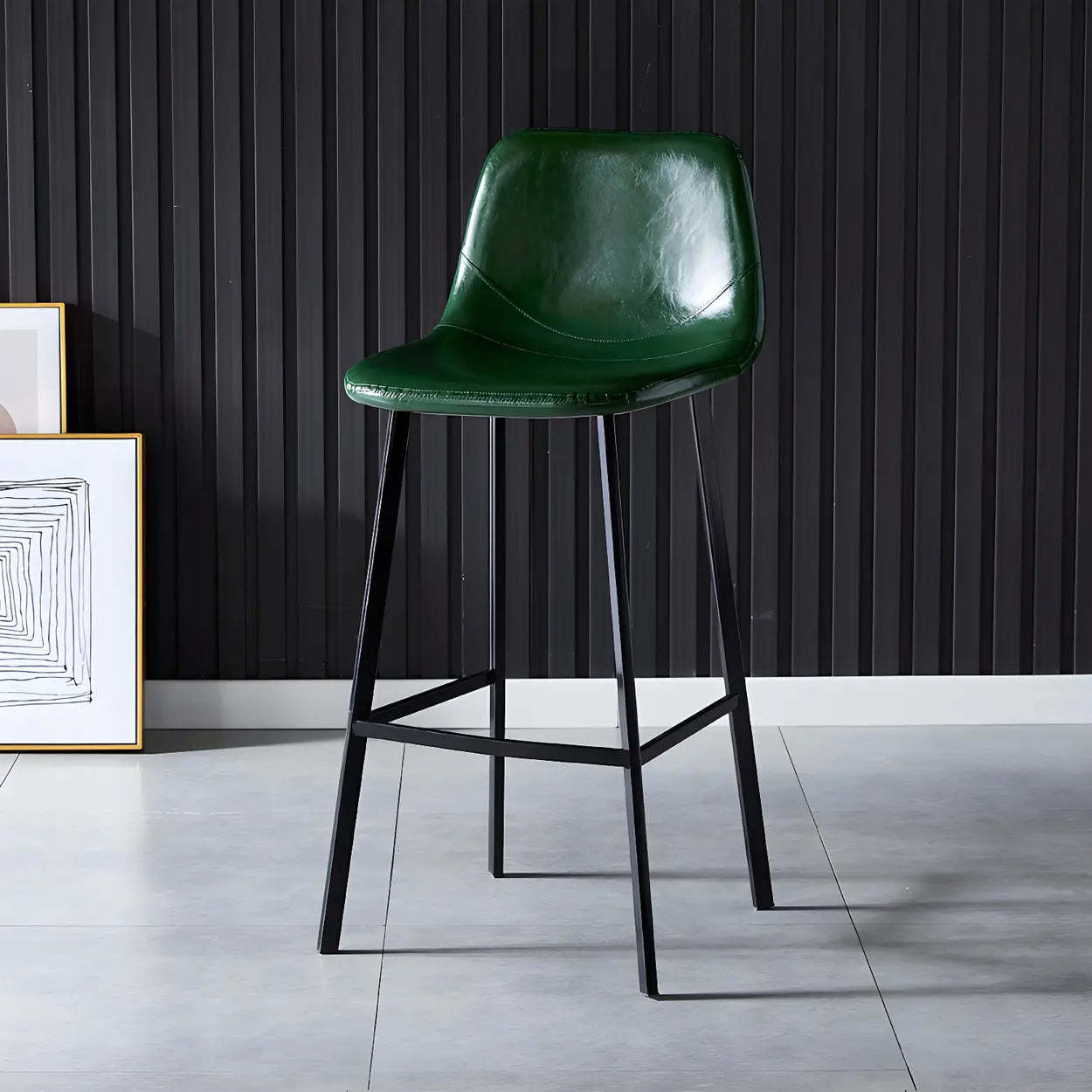 Leather Bucket Iron Bar Stool