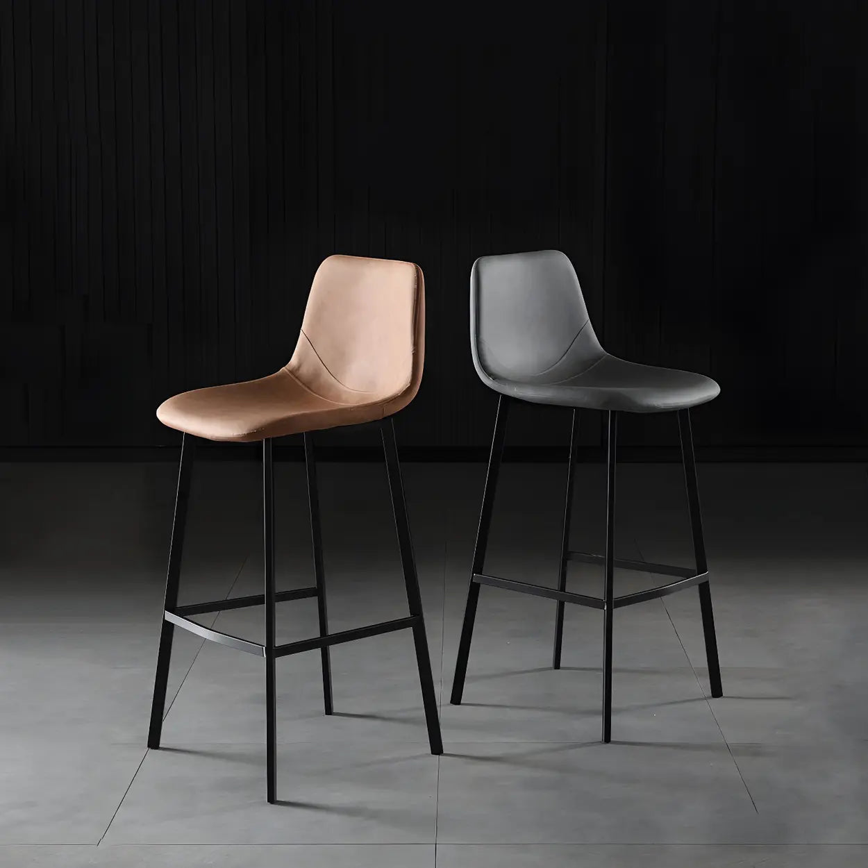 Leather Bucket Iron Bar Stool