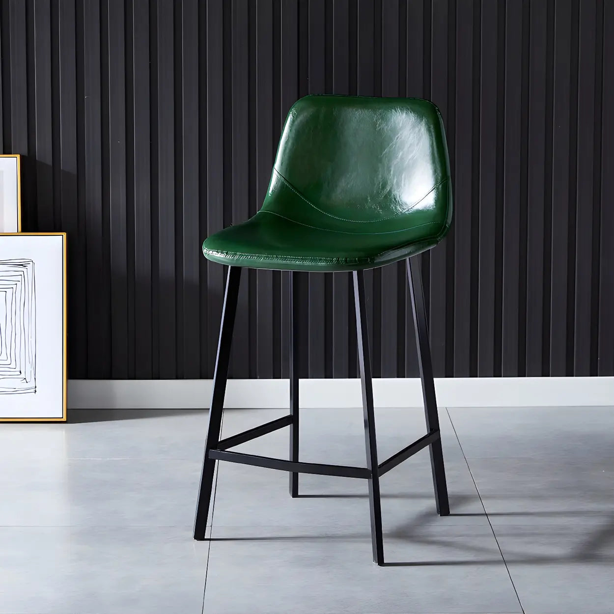 Leather Bucket Iron Bar Stool