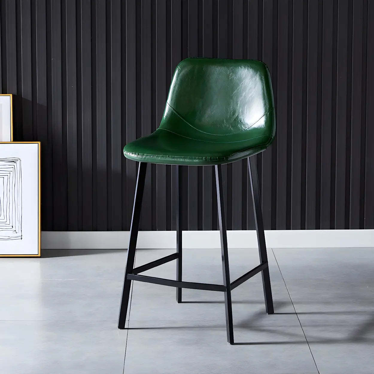Leather Bucket Iron Bar Stool