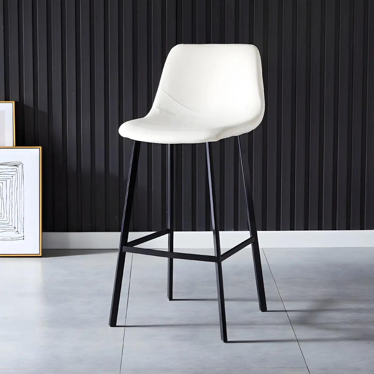 Leather Bucket Iron Bar Stool