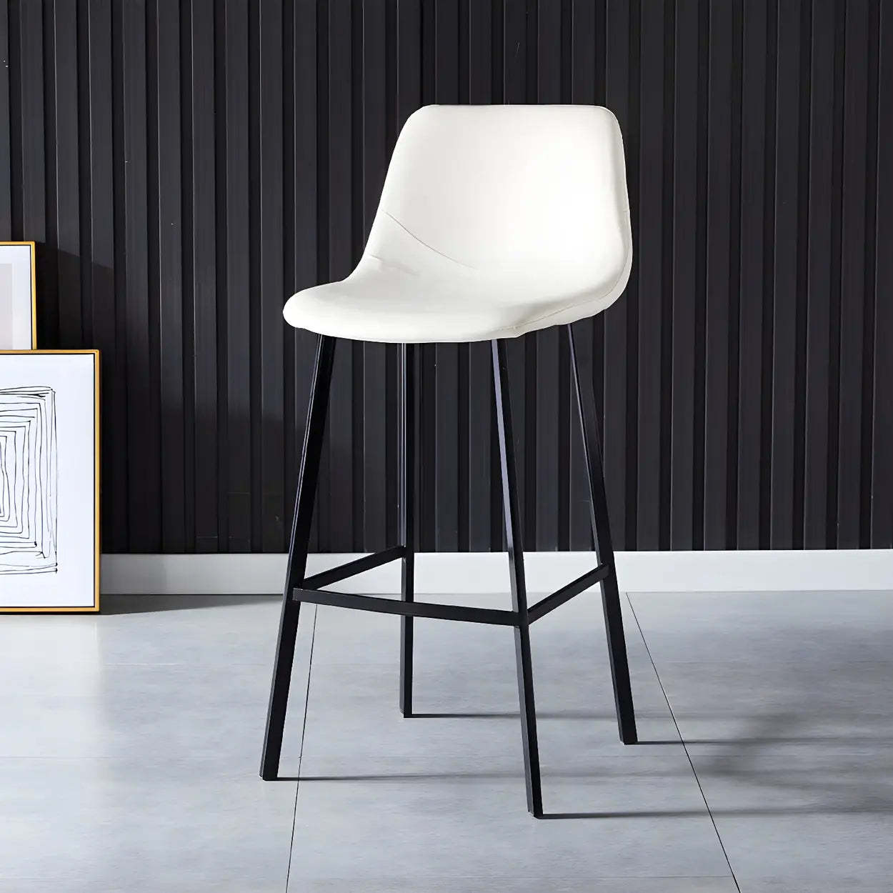 Leather Bucket Iron Bar Stool