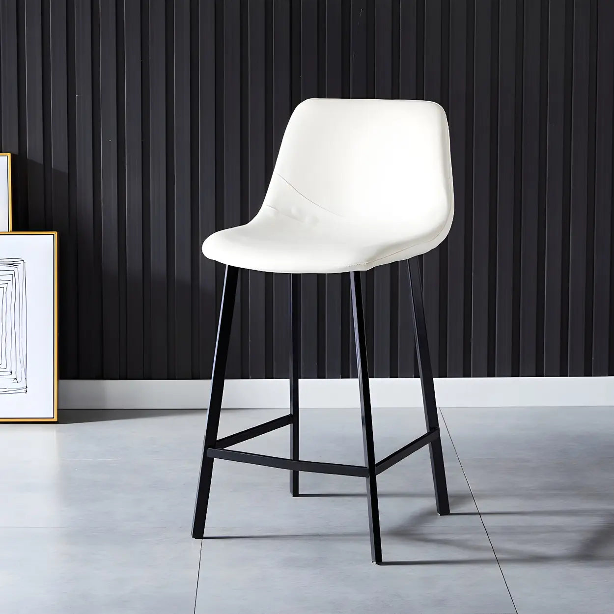 Leather Bucket Iron Bar Stool