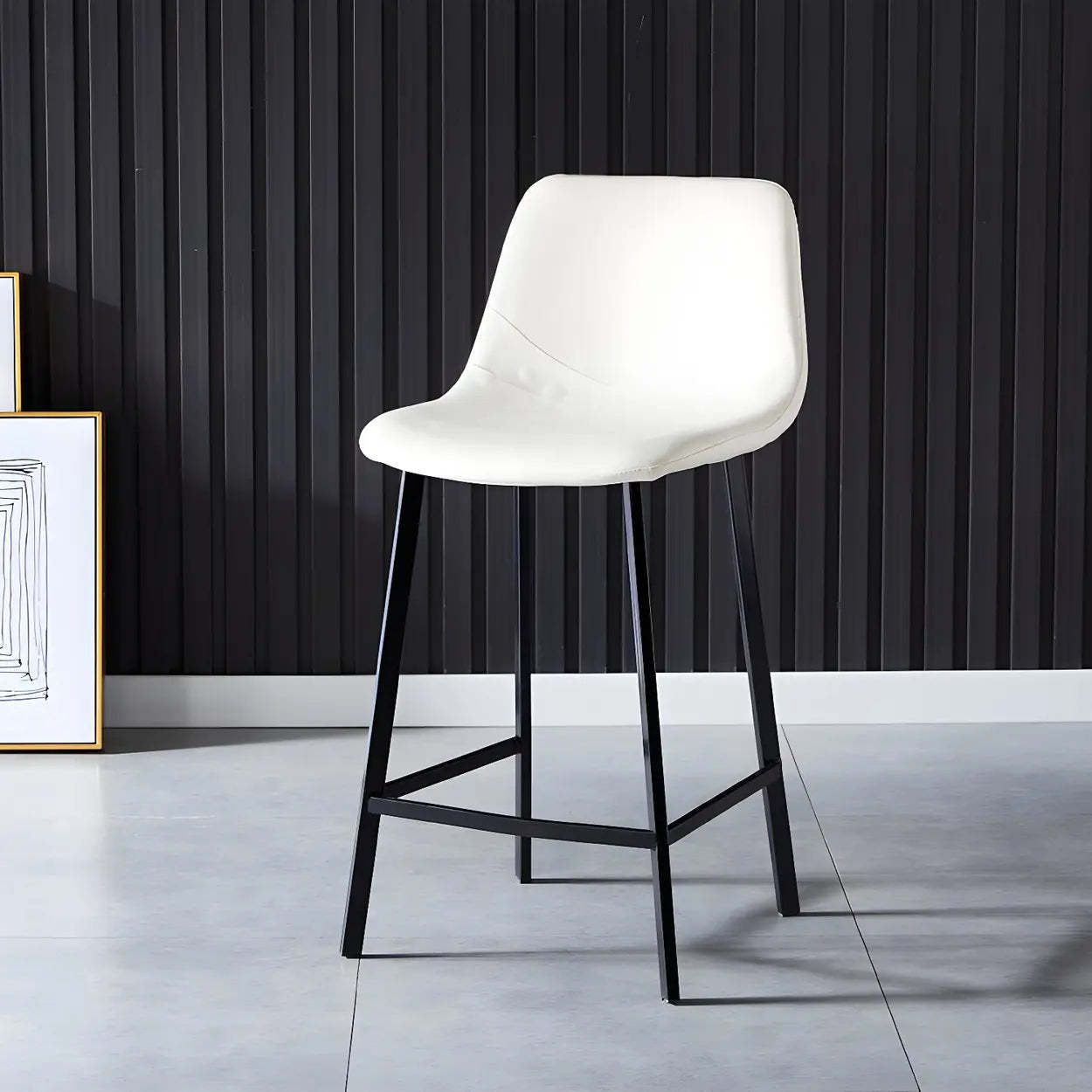 Leather Bucket Iron Bar Stool
