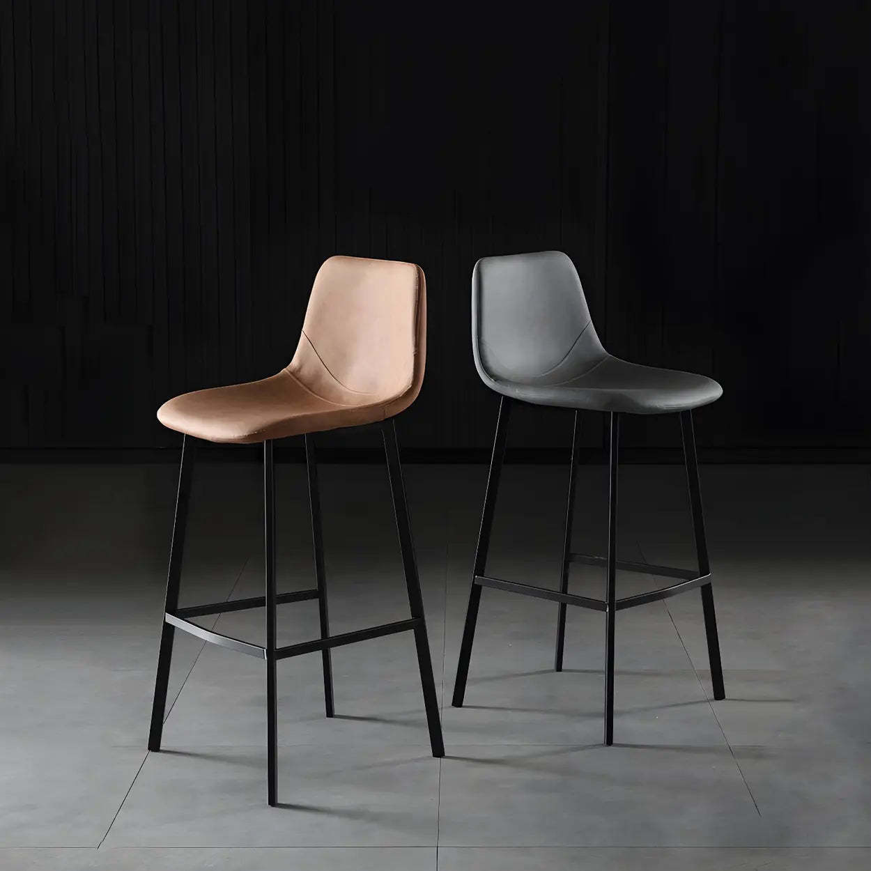 Leather Bucket Iron Bar Stool