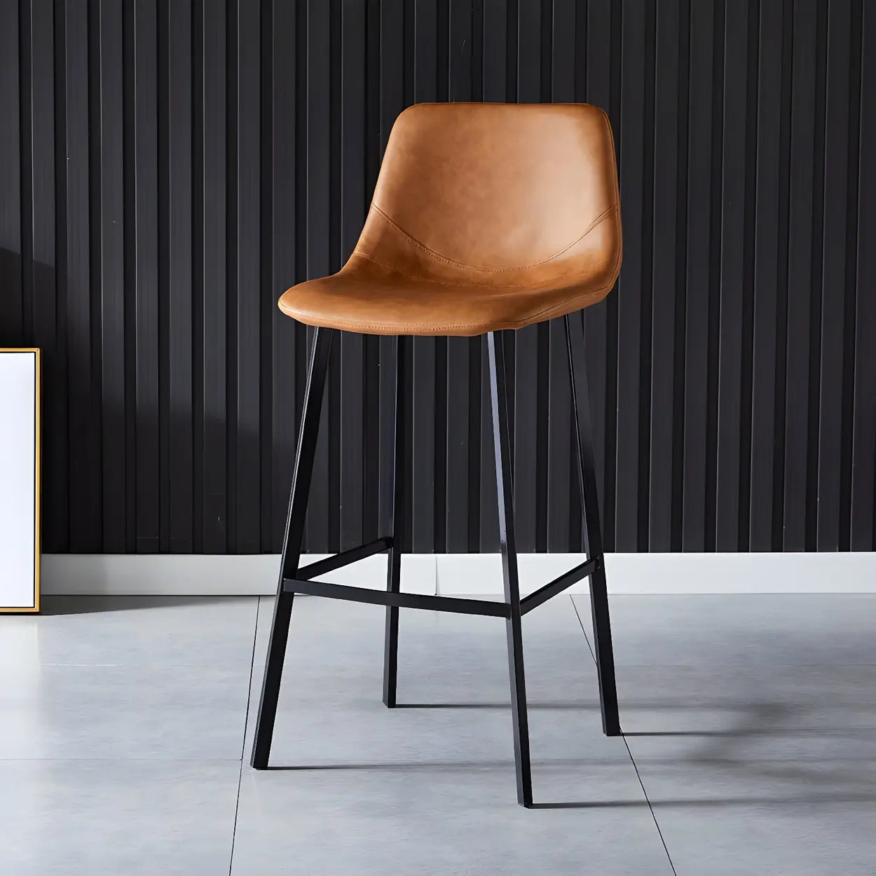Leather Bucket Iron Bar Stool