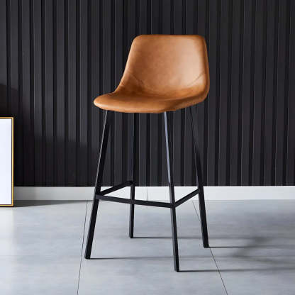 Leather Bucket Iron Bar Stool