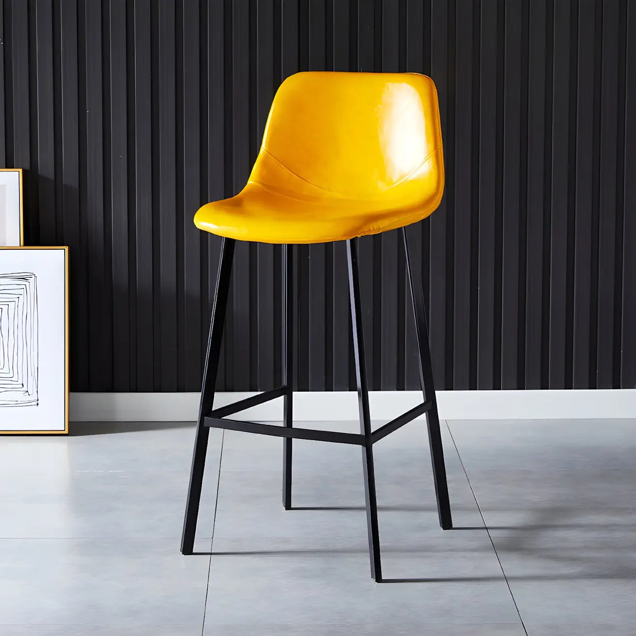 Leather Bucket Iron Bar Stool