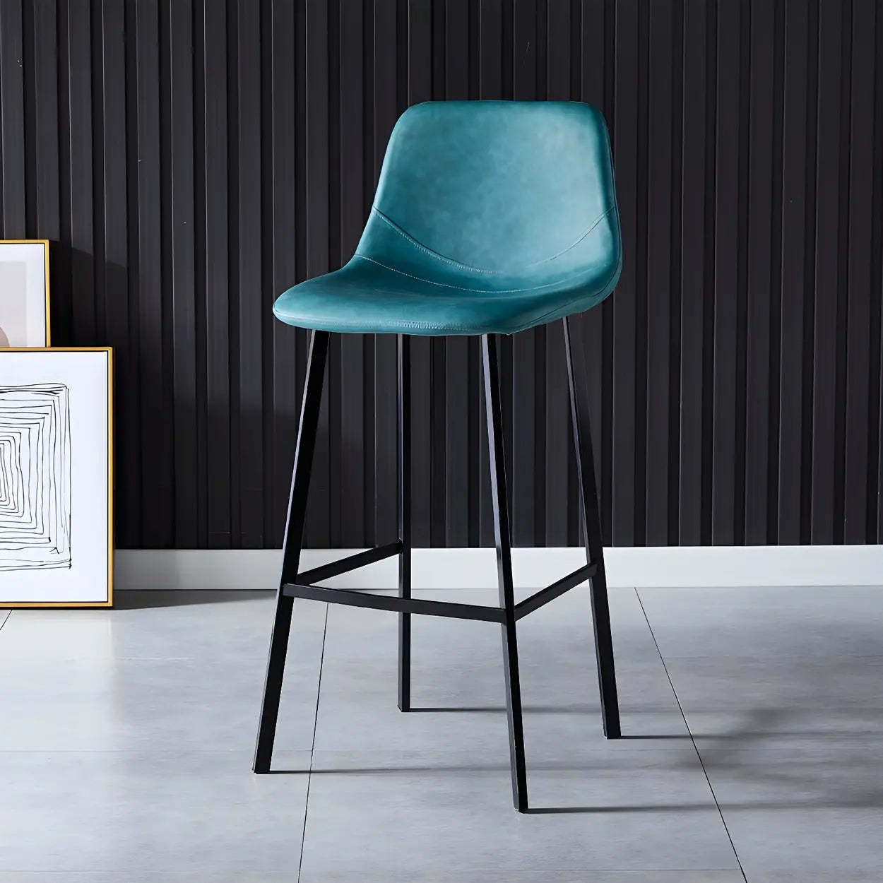 Leather Bucket Iron Bar Stool