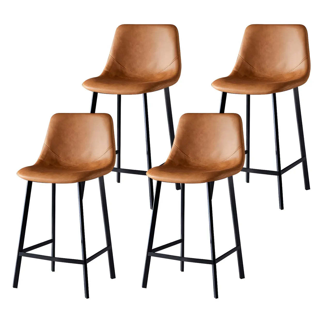 Leather Bucket Iron Bar Stool