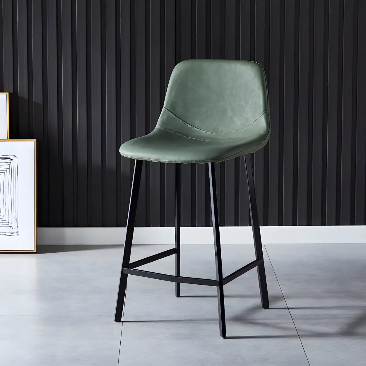 Leather Bucket Iron Bar Stool