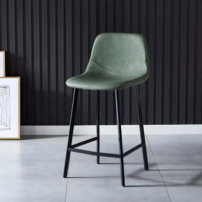 Leather Bucket Iron Bar Stool