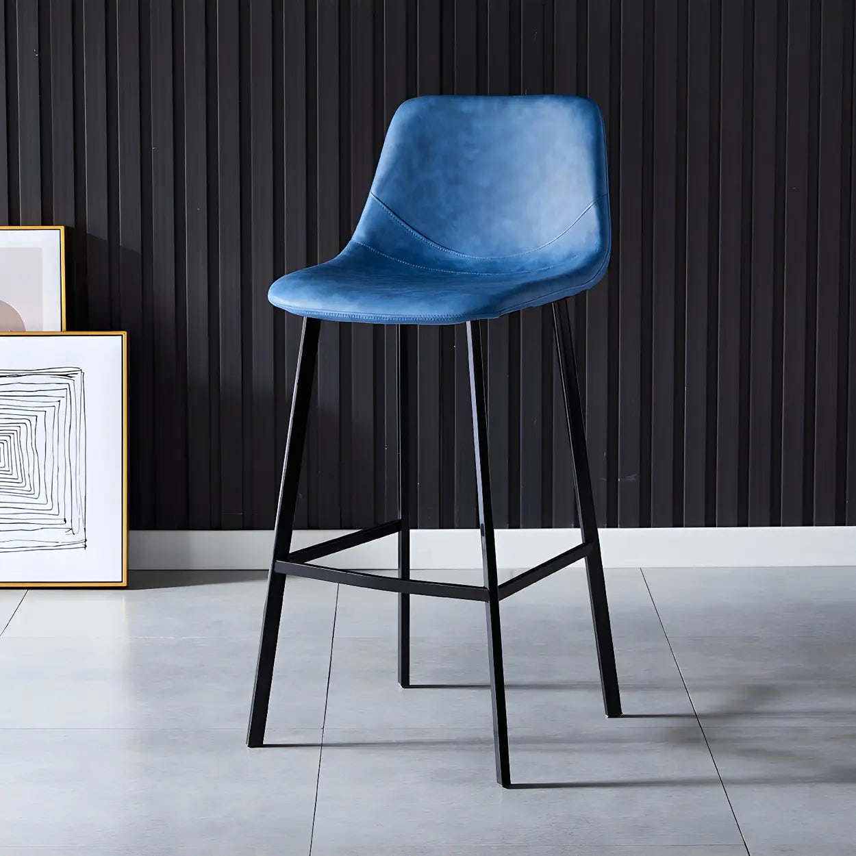 Leather Bucket Iron Bar Stool