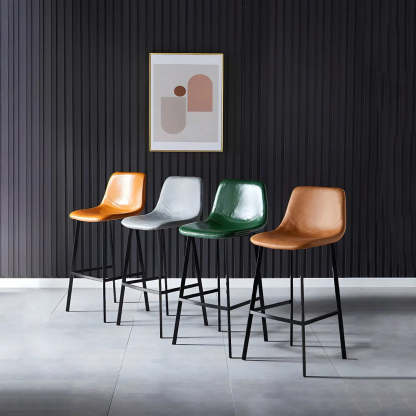 Leather Bucket Iron Bar Stool
