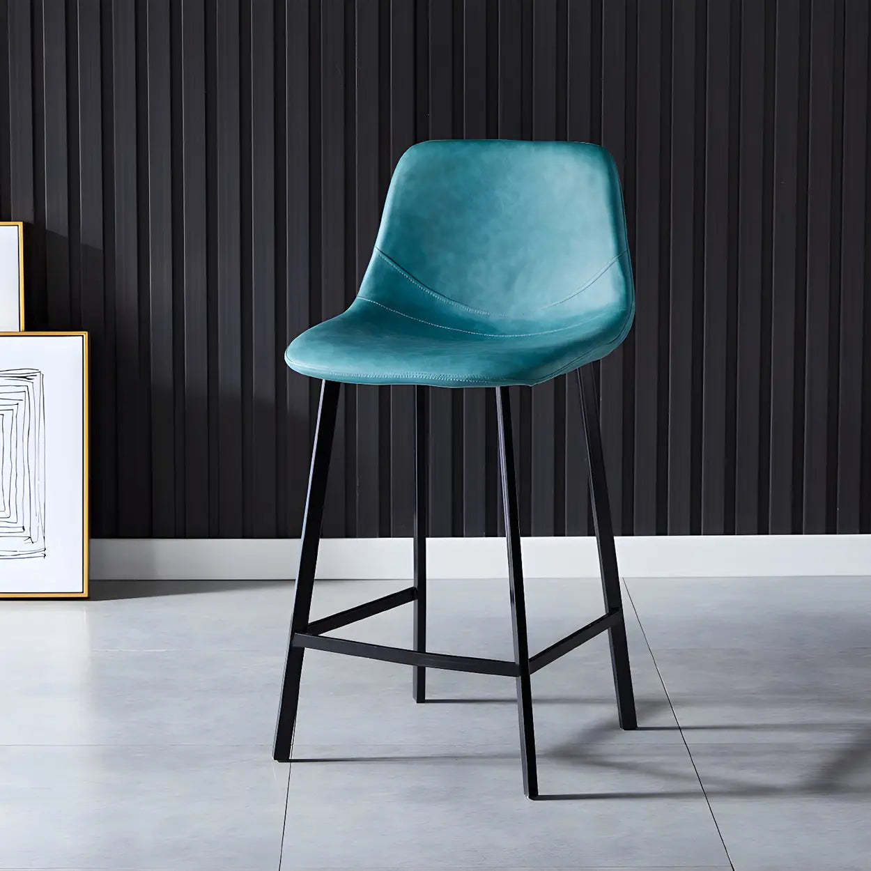 Leather Bucket Iron Bar Stool