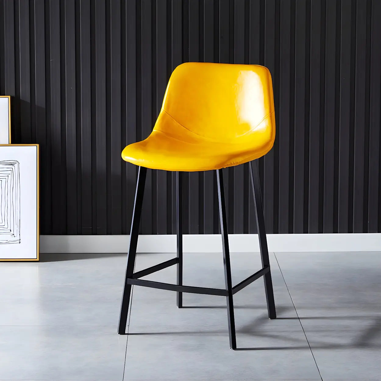 Leather Bucket Iron Bar Stool