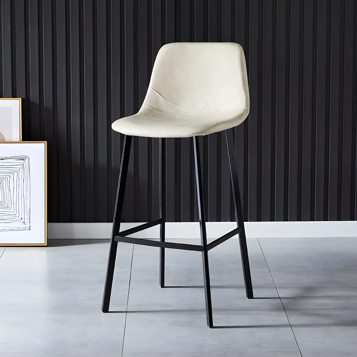 Leather Bucket Iron Bar Stool