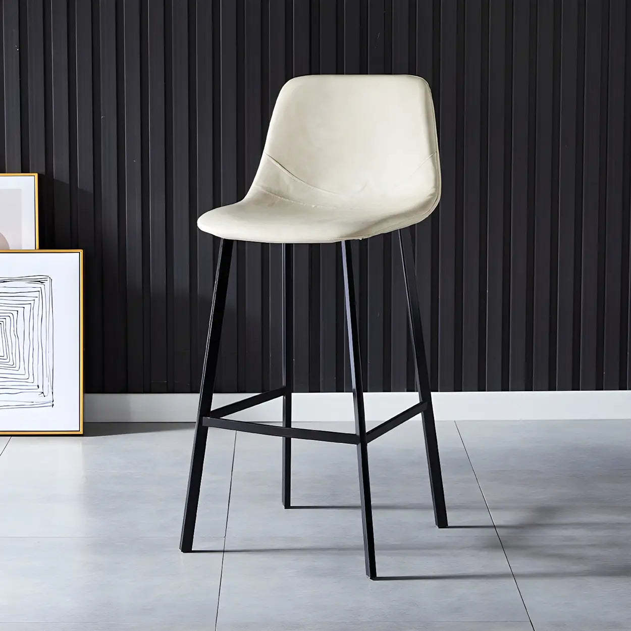 Leather Bucket Iron Bar Stool