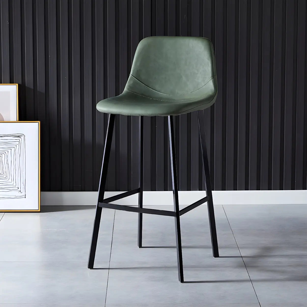 Leather Bucket Iron Bar Stool