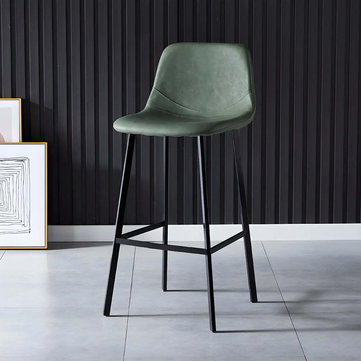 Leather Bucket Iron Bar Stool