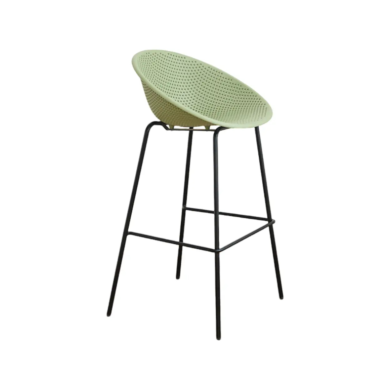 Bucket Low-Back Metal-Frame Bar Stool with Footrest — Black